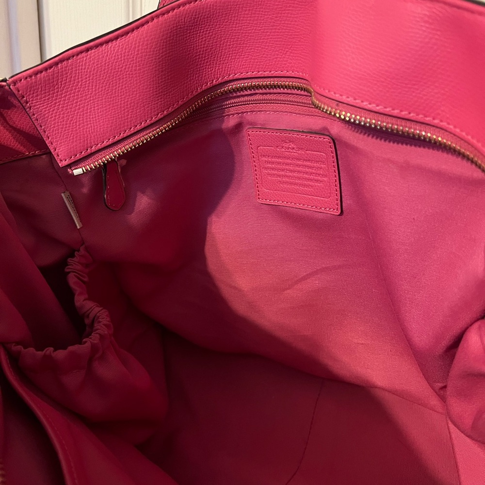Coach Dahlia Diaper Bag – Pink Pebbled Leather Tote | Large Designer Baby Bag - Picture 10 of 14